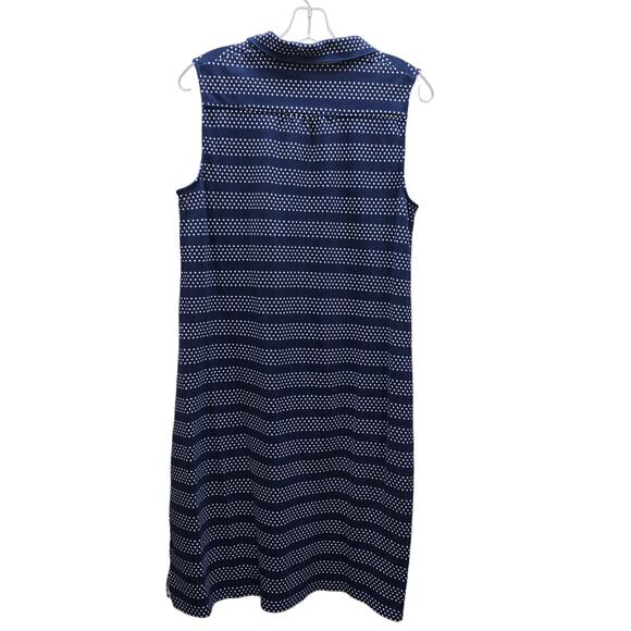 Lands' End Dress Sleeveless Knee Length Polka Dot Blue Casual Size Medium - Picture 2 of 6